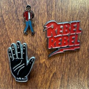 Rock Band Enamel Pin Collection, David Bowie, Michael Jackson, Thrice, 3 Pieces